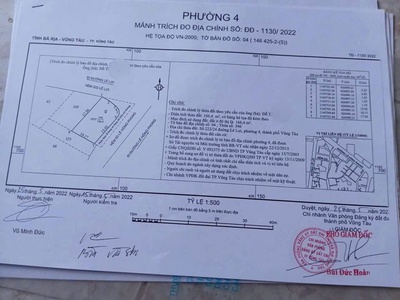 Bán lô đất biệt thự căn góc 2 mặt tiền đường nội bộ đường lê hồng phong p. vũng tàu. 0