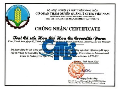Giới Thiệu Giấy phép Cites, chứng nhận Cites 0