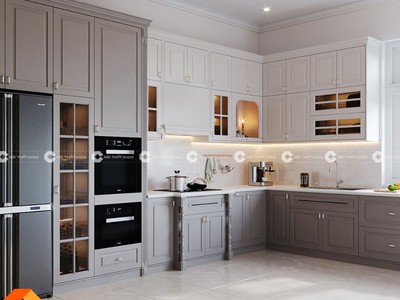 Tủ Bếp Gỗ Xoan Đào Tự Nhiên Thiết Kế Thanh Lịch 3