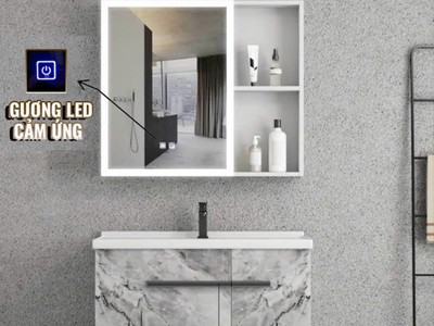 Tủ nhôm lavabo màu xám vân đá codor t7268