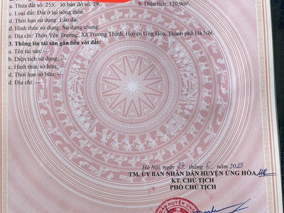Chính chủ bán lô đấu giá trường thịnh, ứng hòa, hà nội .khu dân cư...