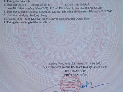 Chính chủ cần bán đất đất ở thôn thạch khê - xã quế mỹ- huyện quế sơn - t. quảng nam 1