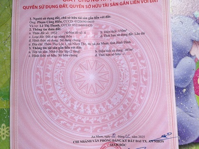 Chính chủ cần bán nhà 2 tầng mặt tiền ql19   thọ lộc 1, nhơn thọ, an nhơn, bình định 2