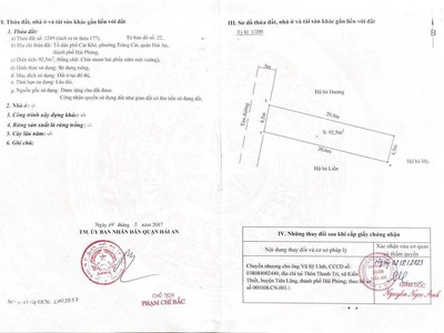 Bán lô đất mặt đường mương Lương Khê, Tràng Cát 92,5m2 giá 30tr/m2 2