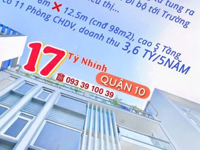 Bán nhà kế q1- q3- q4- q10 - doanh thu: 3.6 tỷ/5 năm- cao 5 tầng hơn 8 phòng đủ nội thất: tử 8 tỷ 4