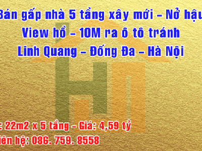 Bán nhà 5 tầng xây mới, Ô tô cách 10M ngõ Linh Quang, Đống Đa 22m2 giá 4.59 tỷ 9