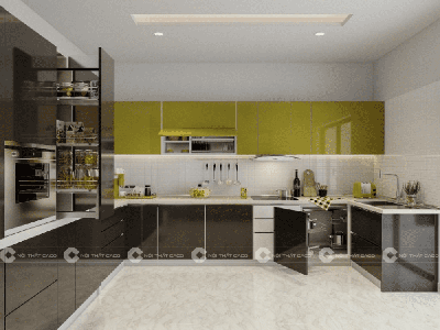 Tủ Bếp An Cường Phủ Acrylic bóng gương 2
