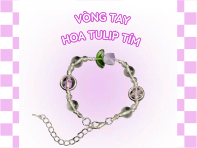 Vòng tay charm họa tiết tulip tím vòng charm đẹp phong cách trẻ trung dễ thương 0