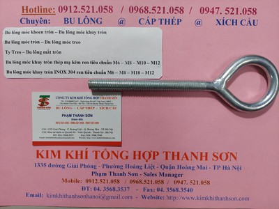 Bu lông mắt vòng, bu long vòng móc M6,8,10,12 hà nội 0913521058 THANH SƠN có bu lông mắt tròn INOX 0