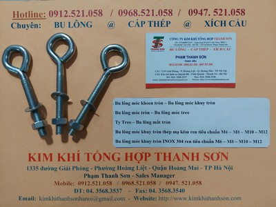 Bu lông mắt vòng, bu long vòng móc M6,8,10,12 hà nội 0913521058 THANH SƠN có bu lông mắt tròn INOX 3
