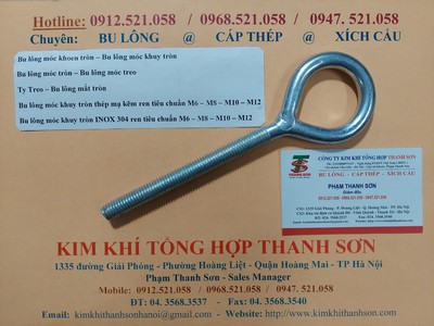 Bu lông mắt vòng, bu long vòng móc M6,8,10,12 hà nội 0913521058 THANH SƠN có bu lông mắt tròn INOX 4