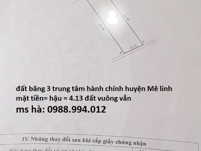 Chỉ 1 lô duy nhất   đất đấu giá trung huyện mê linh   hà nội , cam kết bán đúng giá chủ thu 5