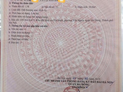 Đất chính chủ - giá tốt - vị trí đắc địa tại khu đất dịch vụ hoà bình, phường yên nghĩa, quận hà 0