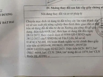 Bán đất skc tân uyên bình dương, đường nhựa, phù hợp xây dựng xưởng cho thuê hoặc sản xuất 0
