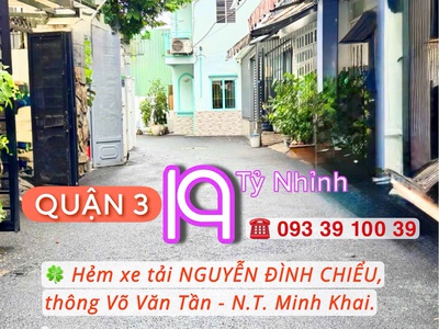 19 tỷ nhỉnh: nhà quận 3 nguyễn đình chiểu- hẻm xe tải thông- 3 tầng thu nhập 400 tr/năm, ở   đầu tư 4