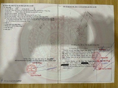 Đất chính chủ - 2 mặt tiền - xã châu pha, tx phú mỹ, bà rịa vũng tàu   nay là tp hcm 0