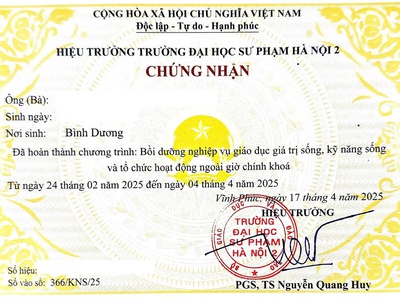 Khoá bồi dưỡng Nghiệp vụ giáo dục Giá trị sống và Kỹ năng sống  KNS 0