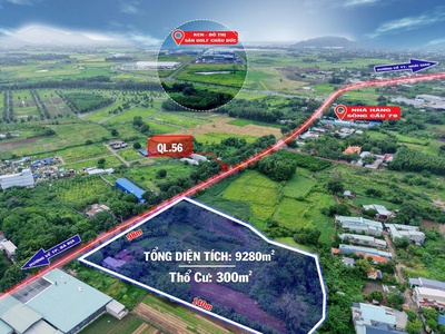 Bán 9.280m  - 98m mt ql56   300m  tc giá 5 triệu/m    tp bà rịa cách kcn sonadezi 500m 0