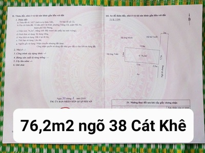 Cần bán lô đất đẹp tại ngõ 38 Cát Khê, Tràng Cát, Hải An   Hải Phòng. 0
