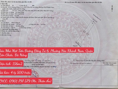 Bán nhà mặt tiền đường đồng trí 6, phường hòa khánh nam, quận liên chiểu, đà nẵng 0