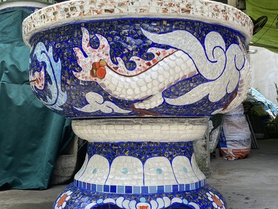 Chậu Long phụng , đắp miểng cẩn sành sứ . chuyên chậu cảnh các loại 14