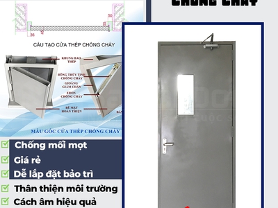 Cửa Thép chống cháy - Bền Đẹp, Chống Mối Mọt, Chống Ẩm Hiệu Quả 0