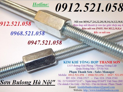 Đai ốc nối ren M14,mM16,M24 thép mạ kẽm Hà Nội 0947.51.058 Thanh Sơn có ống nối ren Inox 304 đây 3