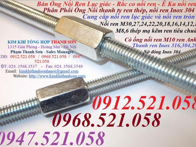 Đai ốc nối ren M14,mM16,M24 thép mạ kẽm Hà Nội 0947.51.058 Thanh Sơn có ống nối ren Inox 304 đây 1