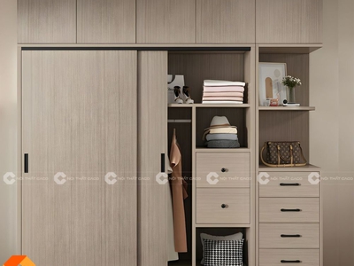 Tủ Áo Gỗ Công Nghiệp MDF Cánh Lùa Cao Cấp 2
