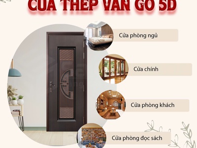 Cửa thép vân gỗ 5D Saigondoor 1