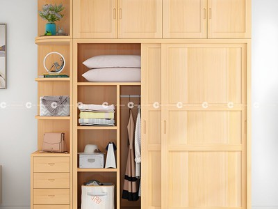 Tủ Quần Áo Gỗ Tự Nhiên Cửa Lùa Vân Gỗ Hiện Đại 0
