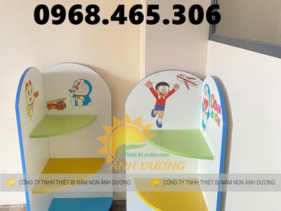 Kệ gỗ MDF mầm non 3 tầng, kệ gỗ mầm non nhiều màu 3