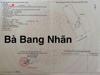 Bán Đất đường Bà Bang Nhãn, Hòa Hải, 474m2,H:Nam,giá:17,2ty 0