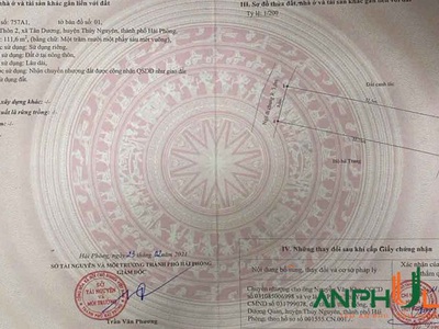 Chuyển nhượng lô đất trung tâm phường Thủy Nguyên   xã Tân Dương , TP Hải Phòng 2