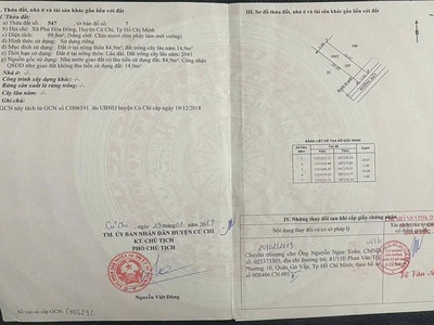 100m2 thổ cư mặt tiền đường nhựa xã Phú Hòa Đông, Củ Chi giá 1,2 tỷ 0