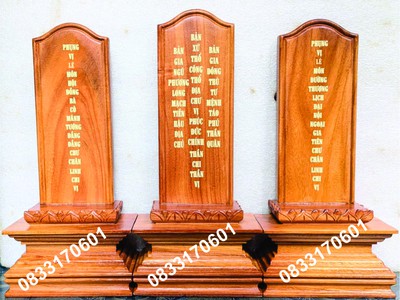 Bộ bài vị thờ thần linh và gia tiên bằng gỗ tốt 0