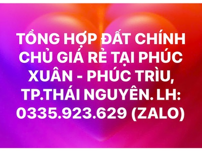 Tổng hợp đất chính chủ giá rẻ tại Phúc Xuân - Phúc Trìu, Thái Nguyên 0