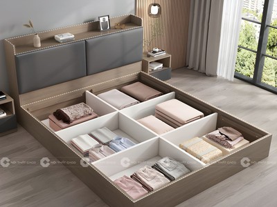 Giường Ngủ Gỗ Công Nghiệp Bọc Nệm Êm Ái 1