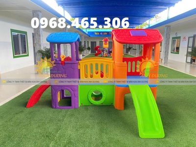 Nhà khối cầu trượt nhựa nhập khẩu dành cho trẻ em 3