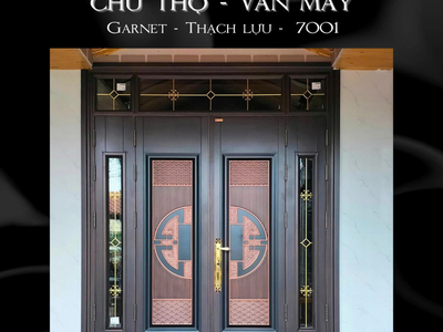 Cửa thép vân gỗ CLASSIC Chữ Thọ - Vân Mây 1