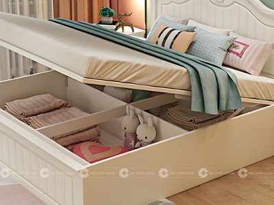 Giường Ngủ Gỗ Tự Nhiên Màu Trắng Cổ Điển Thanh Lịch 1