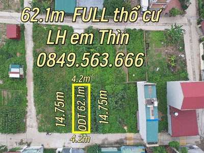 Cần tiền bán lô đất 62,1m2 thổ cư tại quang minh, mê linh, hà nội 0