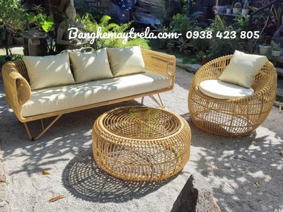 Sofa tổ yến nhựa giả mây ngoài trời 2