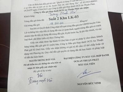 Cơ hội sở hữu lô đất đấu giá đẹp   vị trí vàng tại lệ xá, tiên lữ, hưng yên 4