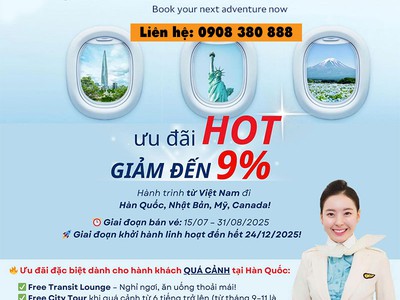Korean Air 2025 vi vu Mỹ, Canada, Nhật, Hàn với vé siêu hời 0