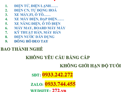 Đào tạo nghề sửa chữa điện dân dụng năm 2025 0