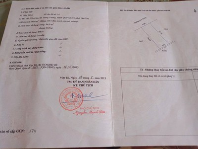 Chính chủ cần bán nhanh lô đất tại  khu 3 xóm mai - xã trưng vương  cũ    việt trì   phú thọ. khu 2