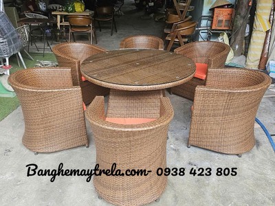 Bộ bàn ghế cafe mây nhựa giá rẻ 0