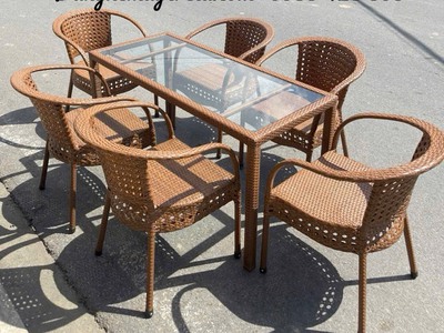 Bộ bàn ghế cafe mây nhựa giá rẻ 1