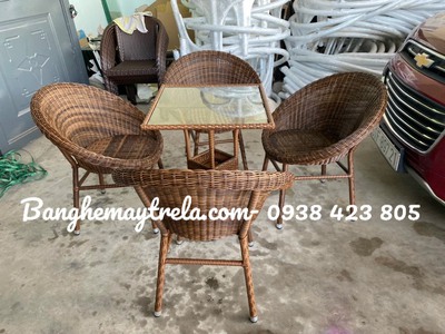 Bộ bàn ghế cafe mây nhựa giá rẻ 4